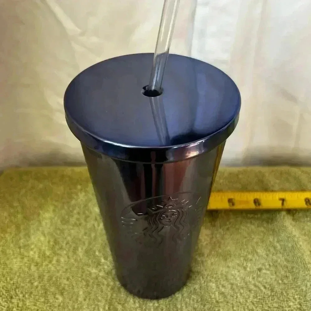 Starbucks Iridescent Purple Blue Cold Cup Stainless Steel Tumbler‎ 16 oz FLAW